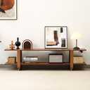 Bamboo TV Stand for TVs up to 65", Media TV Console Table with Storage, Accent Entertainment Center with Shelf, Modern TV Stand for Living Room, Bedroom, 55"(L), Walnut