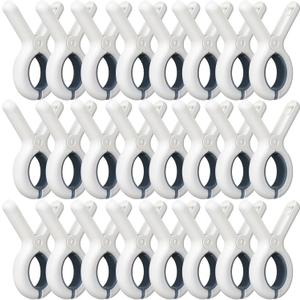 24 Pack Beach Towel Clips with Strong Anti-Rust Springs,Heavy Duty Towel Clips,Plastic Laundry Clothes Pins to Keep Your Towel, Clothes, Blankets to Dry on Clothesline and Hanging Rack (Blue)