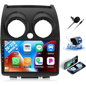 SIXWIN Android Car Stereo for Nissan Rogue 2007-2015 with Round Hazard Wireless CarPlay Android Auto Mirror Link 2G+32G 9 Inch Touchscreen Bluetooth GPS Navigation WiFi FM Backup Camera Mi