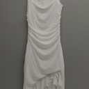 BORIFLORS Women's Sexy Ruched Bodycon Midi Dresses Square Neck Sleeveless Ruffle Hem Club Party Tank Dress (White) S