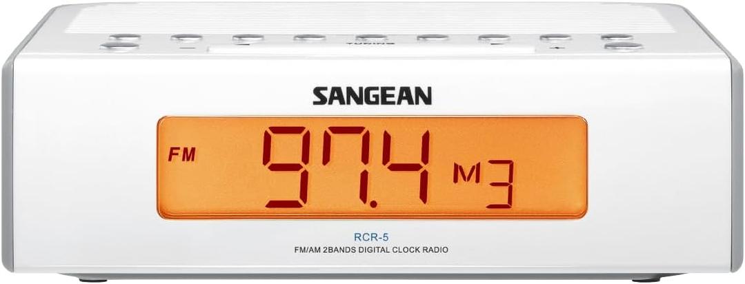 Sangean RCR-5 Digital AM/FM Clock Radio, White