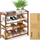 4 Tier Bamboo Shoe Rack, Free Standing Shoes Rack Shoe Shelf Shoe Organizer for Closet, Entryway, Bedroom, Living Room, Front Door, Studio, Bathroom, 27 inches x 10.2 inches x 27 inches