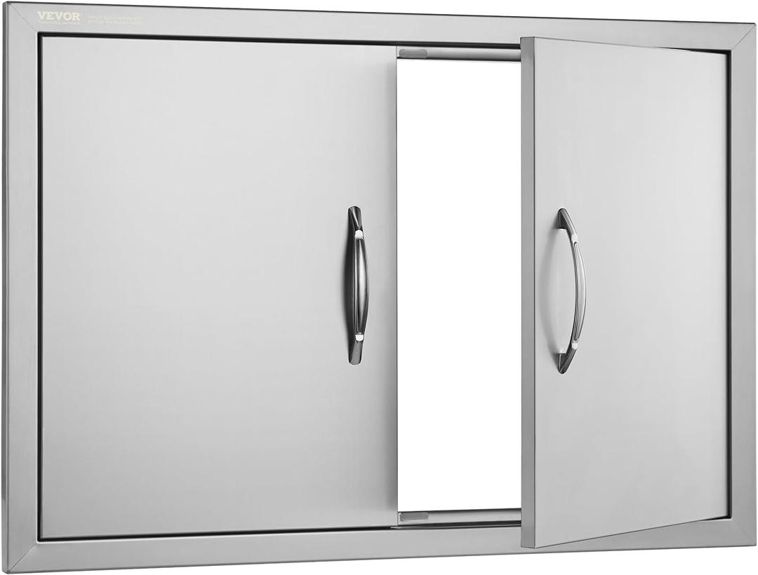 VEVOR Outdoor Kitchen Doors, 30W x 21H Inch BBQ Access Door Stainless Steel, Double Door with Handles Flush Mount for BBQ Island and Outdoor Grilling Station