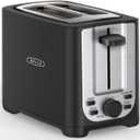 BELLA 2 Slice Toaster with Auto Shut Off - Extra Wide Slots & Removable Crumb Tray and Cancel, Defrost & Reheat Function - Toast Bread, Bagel & Waffle, Black