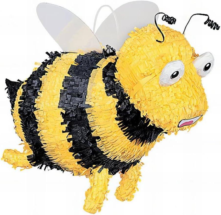 Bumble Bee Pinata Yellow & Black Paper - 15" x 9.5" (1 Pc) - Adorable Party Decoration - Perfect for Kids' Birthdays & Celebrations