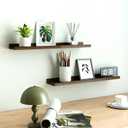 Floating Shelves for Wall Decor, Long Wall Mounted Storage Shelf for Bedroom, Living Room, Bathroom, Kitchen, Nursery, Display Picture Ledge Shelf with Lip Set of 2-24 Inches, Walnut, 23.6in