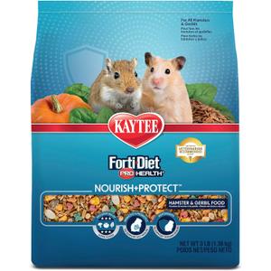 Kaytee Forti-Diet Pro Health Nourish+Protect Hamster and Gerbil Food, Comprehensive Nutrition Backed by Science, Digestive Health, Immune Support, 3 Pounds (EXP 06/13/26)