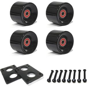 60mm Cruiser Wheels 80A Contains ABEC-9 Bearings and Spacers, Skateboard Riser Pads, Skateboard Hardware Screws Bolts, fit for Your Cruiser Skateboards, Penny Board (Black)