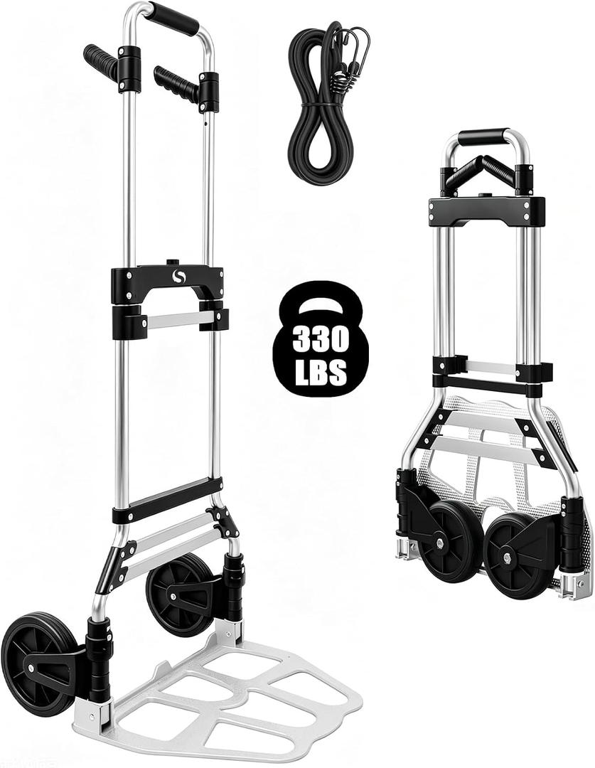 330 LB Folding Hand Truck, Dolly Cart with Wheels and Telescoping Handle