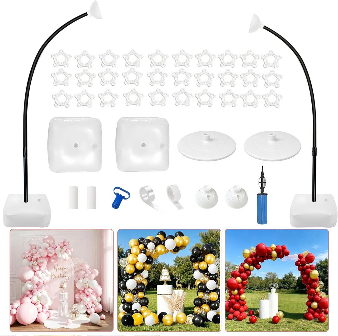 Balloon Arch Kit,Free Bending Shape 8.2FT & 5FT Half Balloon Arch Stand with Base for Birthday Wedding Baby Shower Graduation Party Decorations(Black)