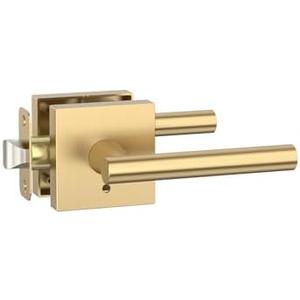 Asidrama 1 Pack Champagne Bronze Privacy Door Handles, Door Lever with Door Knobs Indoor for Bedroom or Bathroom, Heavy Duty Door Handles Interior with Locks for Left Right Sided Doors ZR01-097