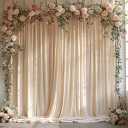 10x10ft Wrinkle Free Backdrop Curtain for Parties Soft Fabric Drapes Wedding Cream Curtain Backdrop for Birthday Party Decorations Background for Photography 5x10ft,2 Panels
