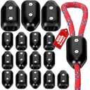 VioraWhite 16 Pcs Rope Clamps, Reusable Rope Clamp 3/8 Inch Black Plastic Cord Connector Suitable for 7-8 mm Nylon or Braided Cord