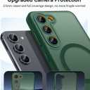 CANSHN Designed for Samsung Galaxy S23 Case [Full Camera Protection] [Compatible with MagSafe] Translucent Matte Shockproof Protective Phone Cover 6.1 Inch - Deep Green