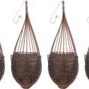 BESTOYARD 4 Pcs Bamboo Wall Hanging Flower Pots, Multi-Purpose Rattan Woven Planters for Indoor and Outdoor Use, Stylish Storage Baskets for Home and Garden Decor