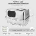 Enclosed Stainless Steel Litter Box with Lid, XL for Big & Multi Cats
