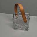 Glass Purse Vase for Flowers Clear Vases for Centerpieces Glass Bag Vase with Leather Handle Small Bag Vases for Decor Decorative Fish Bowl for Home Wedding Decor