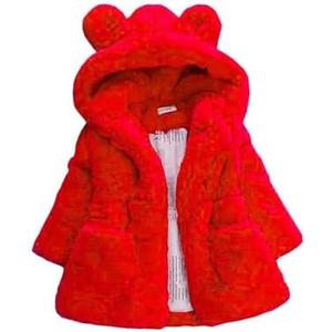 WEONEDREAM Toddler Girls Winter Fleece Coat Kids Hooded Faux Fur Jacket Baby Warm Outwear Size 140
