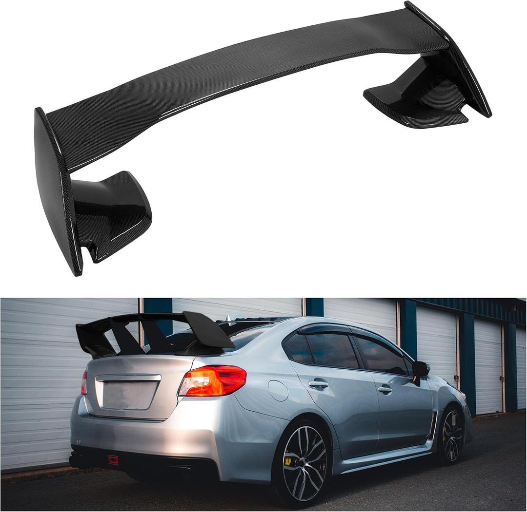 HECASA Trunk Spoiler Compatible with 2015-2021 Subaru WRX STI 4 Door Sedan Rear Trunk Spoiler Wing Lid ABS Plastic Carbon Fiber Color