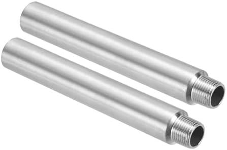 PATIKIL 304 Stainless Steel Pipe Fitting 1/2" NPT Male to 1/2" NPT Female Thread, 8inch/200mm Length Nipple Cast Pipe Coupling Fitting Connector