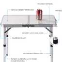 Folding Camp Table Small, 24''L x16''W with Adjustable Height Legs, Indoor Outdoor Lightweight Portable Aluminum Dining Table for Picnic Camping 2-Feet2 Heights 10"/19"
