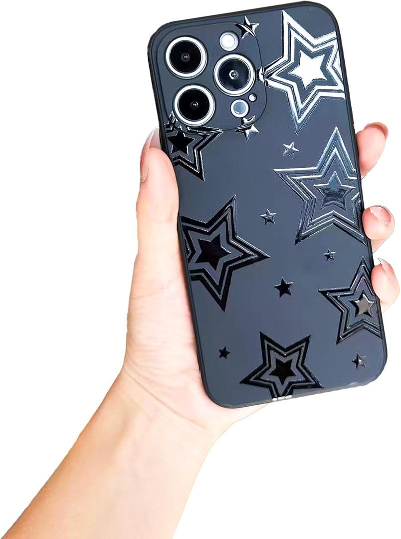 Star Case Designed for iPhone 16 Pro,Fashion Black Stars(Star-16Pro)