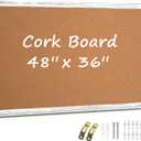Large Cork Board, 48" x 36", Big Bulletin Board White Framed Corkboard for Wall, Decorative Pin Board Vision Board Memo Board for Office Home School