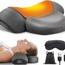 Upalled Cordless Heated Neck Massager Pillow for Pain Relief Deep Tissue, 3-in-1 Rechargeable Neck Cervical Traction Device with Heat, Massage, Electric Stretch, Ergonomic Neck Shoulder Relaxer, Grey