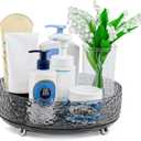 Makeup Perfume Organizer Tray 360 Rotating Lazy Susan, Spinning Organizer and Skincare & Cosmetics Storage with Large Capacity for Vanity, Kitchen, Bathroom Countertop, Water Ripple (11", Clear Grey)