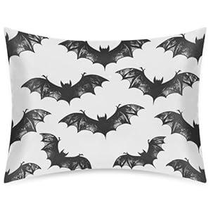 4Pack Satin Pillowcase for Hair and Skin 20x26 inch, Halloween Decorative Throw Pillows Covers for Car, Room Throw Pillow Cases for Boys Girls, Soft Breathable Pillowcases Envelope Enclosure (Bats)