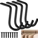 Gisafai 4 Pcs Closet Rod Center Supports 1-1/2 Inch Heavy Duty Metal Wall Mount Brackets for Shelf Closet Rod Clothes Storage(Black)