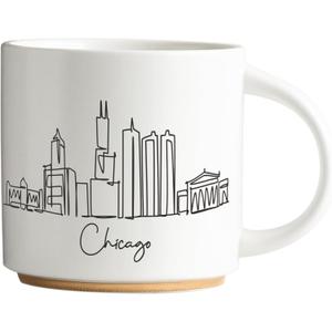 COLLECTIVE HOME - Skyline Ceramic Mug, Coffee Cup, Landscape Cups, 15 oz Tea Mugs, Elegant Personalized Mug with Gift Box, Luxurious Cups for Office and Home (Chicago)