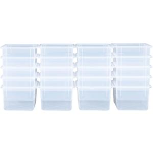 Wood Designs Cubby Storage Bin, Heavy Duty Plastic Containers for Kids Translucent Clear Cubby Tray Set of 20