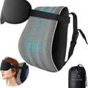 JefDiee Travel Pillows for Airplanes,Travel Pillow with Eye Mask,Prevents Head Forward,Neck Pillow Airplane for Sleeping,Used for Long Flight,Road Trip,Car Headrest (Standard, Grey Black)