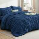 Bedsure California King Comforter Set Navy - Bed in a Bag Cal King Bedding Set 7 PCS, GentleSoft Bed Set Gift for Family, All Season Down Alternative Comforter with Sheets, Pillowcases & Shams