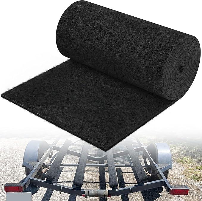 woiron Boat Trailer Bunk Carpet, 6mm Thick 12" x 13ft Wear Boat Trailer Carpet for 2x4 Boat Lift Bunks, Black Marine Carpet, Shock Absorption Padding Mats Parts (Black)
