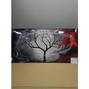 Framed Black and White Wall Art for Living Room, Large Red and Black Artwork for Walls, Modern Painting Dark Wall Art Prints for Home Office, Hallway, Home Theater Decor 20x40 Inch (Red Cloud Tree)