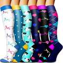 Bluemaple 5 Pack Copper Compression Socks for Women Circulation-Best Support for Medical, Running, Nursing, Athletic