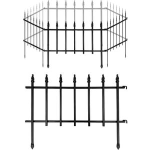 5-Pack Garden Border Fence, 23" W x 17" H Metal Landscape Edging (5 Panels,Total Length 9.5ft),Landscape Fencing,Metal Border Folding Fence for Flower Bed, Yard, Animal Barrier-Black