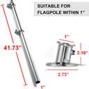 ZOMCHAIN Marine Flag Pole with Base, Flag Pole Holder, 316 Stainless Steel Flag Pole Set for Boat, Truck and Yard - 42 in