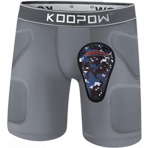 KOOPOW Youth Boys Padded Sliding Shorts Slider Pad (X-Large, Grey)