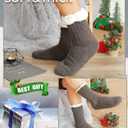 EBMORE Mens Slipper Fuzzy Socks Winter Cozy Fluffy Cabin Warm Fleece Soft Comfy Thick Non Slip Home Socks (Dark Grey)