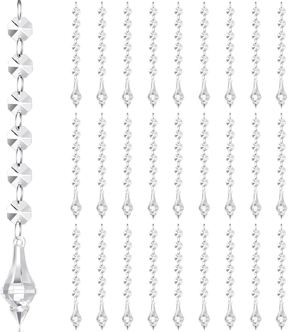 Nuenen 100 Pcs Acrylic Hanging Crystals for Centerpieces Chandelier Clear Crystal Garland Strands Ornament Acrylic Clear Beads Prisms Pendant for Christmas Tree Window Home Decoration(Lantern)