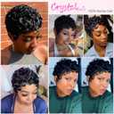 Short Curly Pixie Cut Wigs for Black Women, Loose Wave Short Curly Pixie Cut Wig Brazilian Virgin 100% Human Hair Wear and Go Glueless Layered Pixie Curly Wigs With Bangs for Daily Use