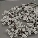 Syhood Winter Berry String Garland with Lights Thanksgiving Artificial Lighted Garland for Home Xmas Winter Tree Decor Office Fireplace Mantel Decoration Holiday Valentines, 6 Ft(White, 1 Pc)