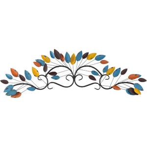 Deco 79 Metal Leaf Home Wall Decor Wall Sculpture, Wall Art 43" x 2" x 10", Multi Colored