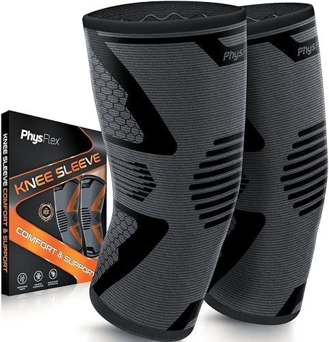 Knee Brace for Pain Relief - 2 Pack Knee Sleeves for Men and Women - Support for Weightlifting, Gym, Workout, Volleyball - Meniscus Tear, ACL, Arthritis, XXL