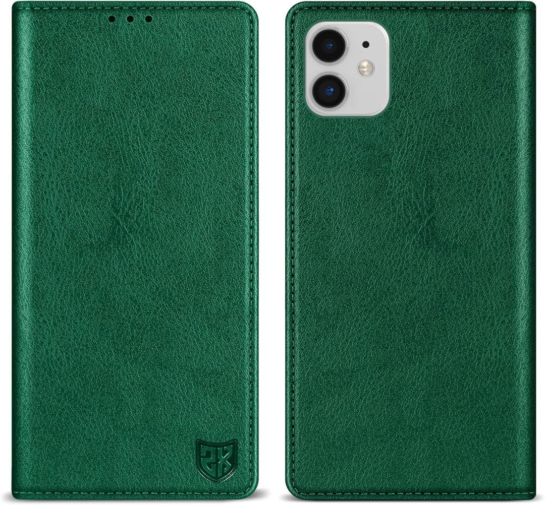 ZZXX for iPhone 11 Wallet Case with [RFID Blocking] Card Slot Stand Strong Magnetic Leather Flip Fold Protective Phone Case for iPhone 11 Case Wallet(Green-6.1 inch)