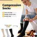 PULIOU Compression Socks for Women Men,20-30mmHg Graduated Circulation, for Nurses,Flying,Travel,Athletic,Running,2 pairs (Black), L-XL
