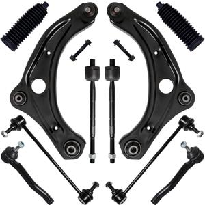 AUQDD 10Pc Front End Suspension Kit Fit For 2017-2020 Ni-ssan Kicks (To 12/20), 2 Lower Control Arm w/Ball Joint 2 Sway Bar Link 4 Outer Inner Tie Rod End (# 527-037 K623798 K750098 101-8578 ES800965)